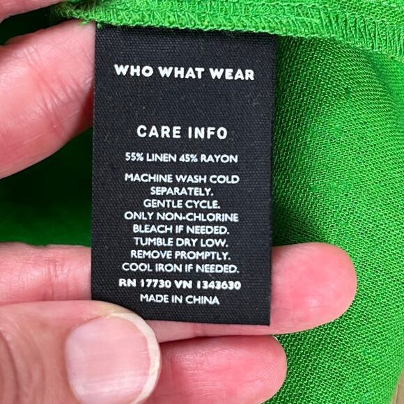 Who What Wear Women's Bright Green Linen Blend Tie Shoulder Top Size XS - Picture 7 of 7